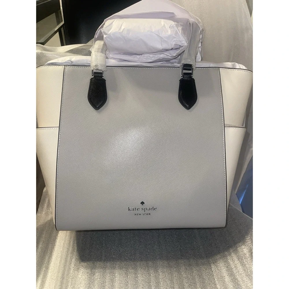 Kate Spade New York Laptop Bag * Tote * Madison * NWT Platinum Grey Cream ($479)